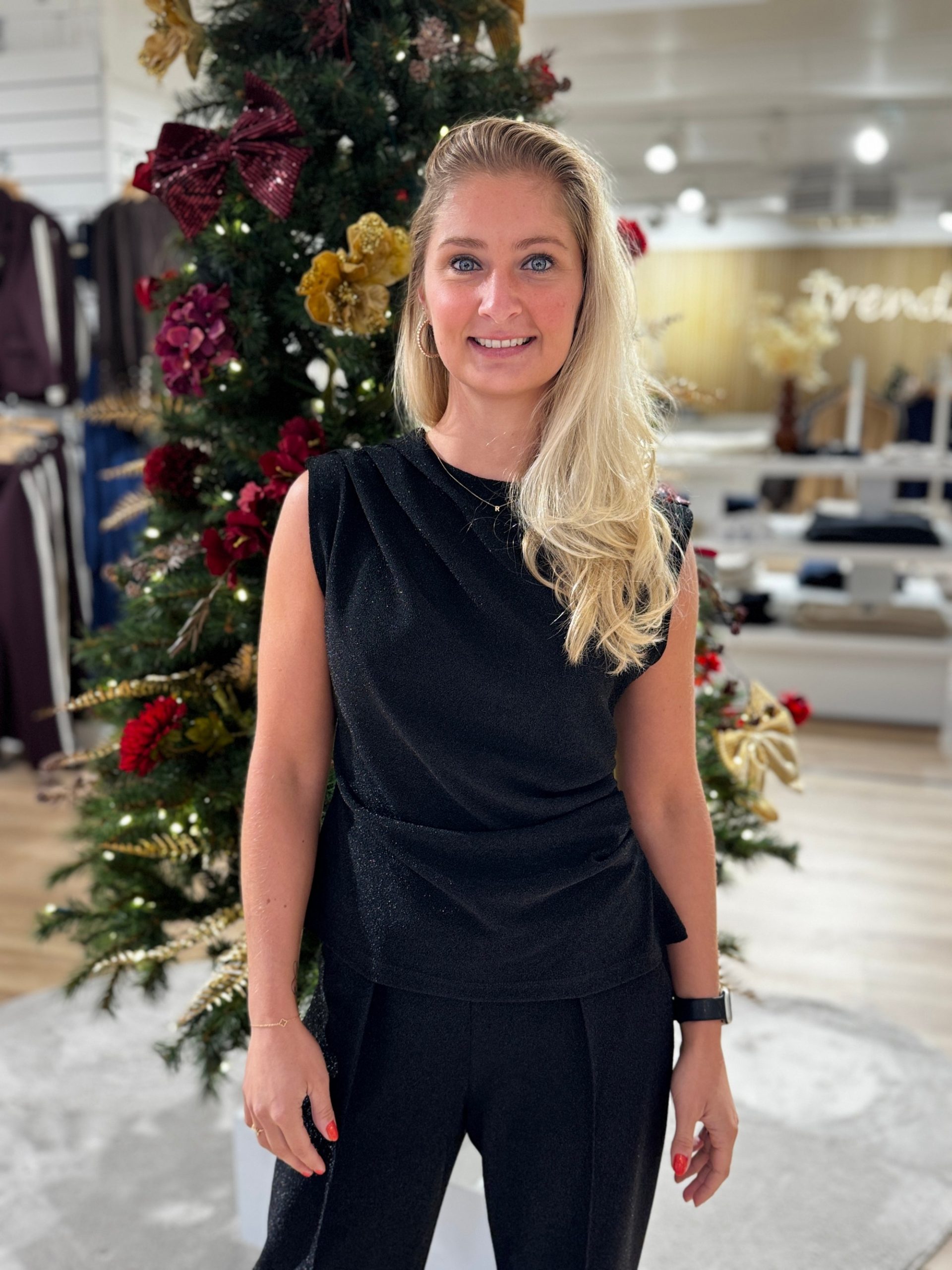 Mouwloze top Jet zwart glitter - Afbeelding 4