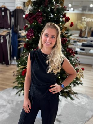 Mouwloze top Jet zwart glitter