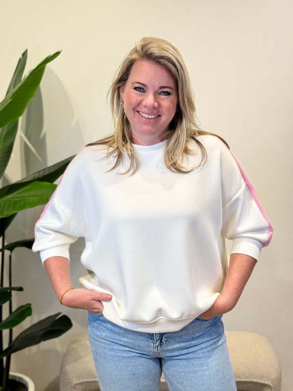 Sweater Leila wit/roze
