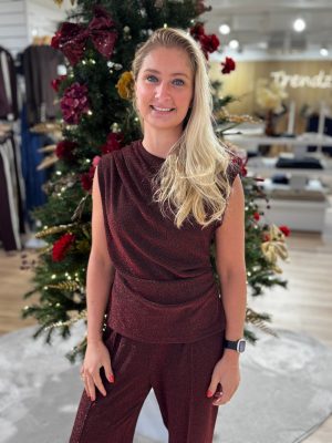 Mouwloze top Jet bordeaux glitter
