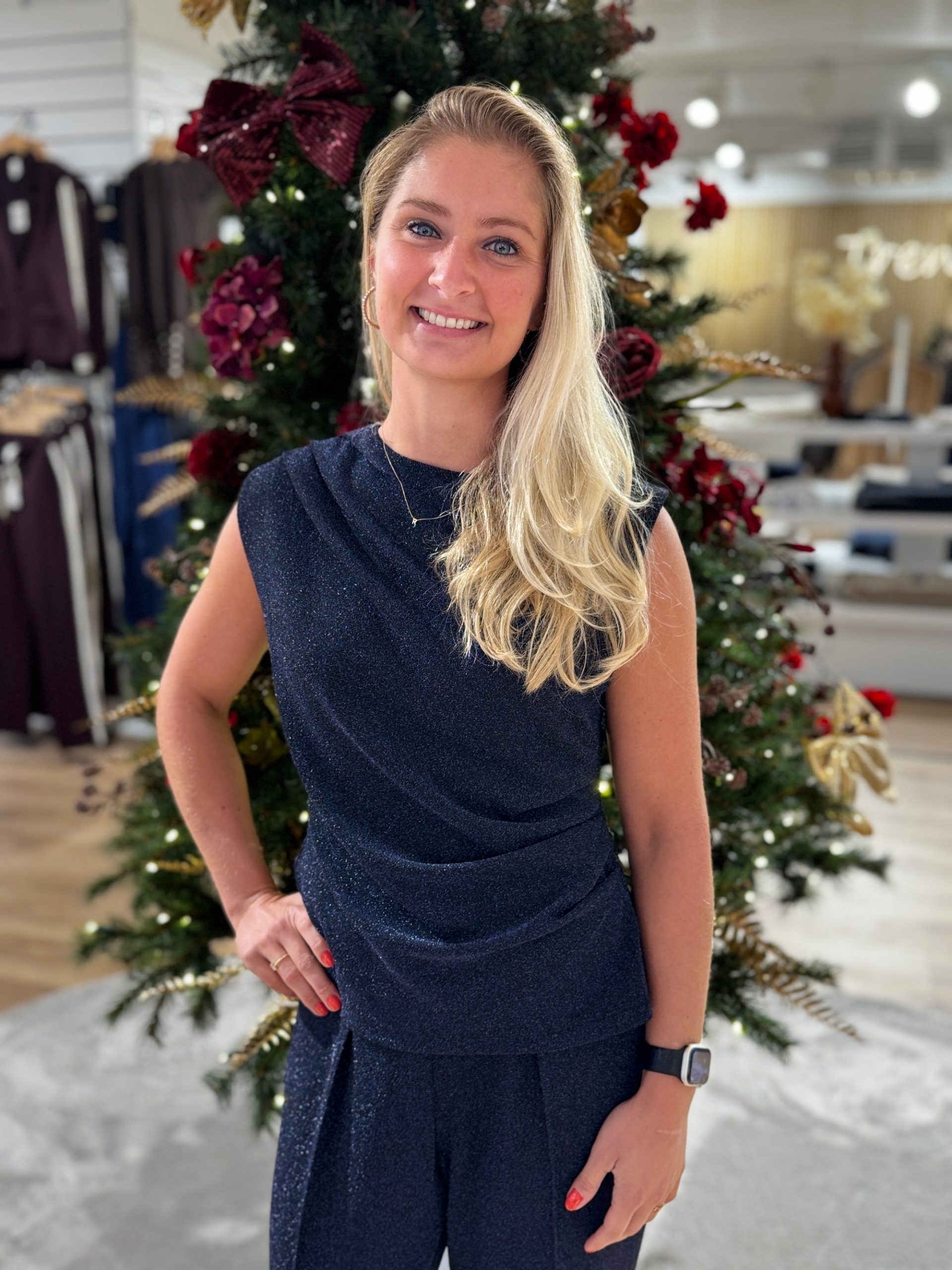 Mouwloze top Jet navy glitter