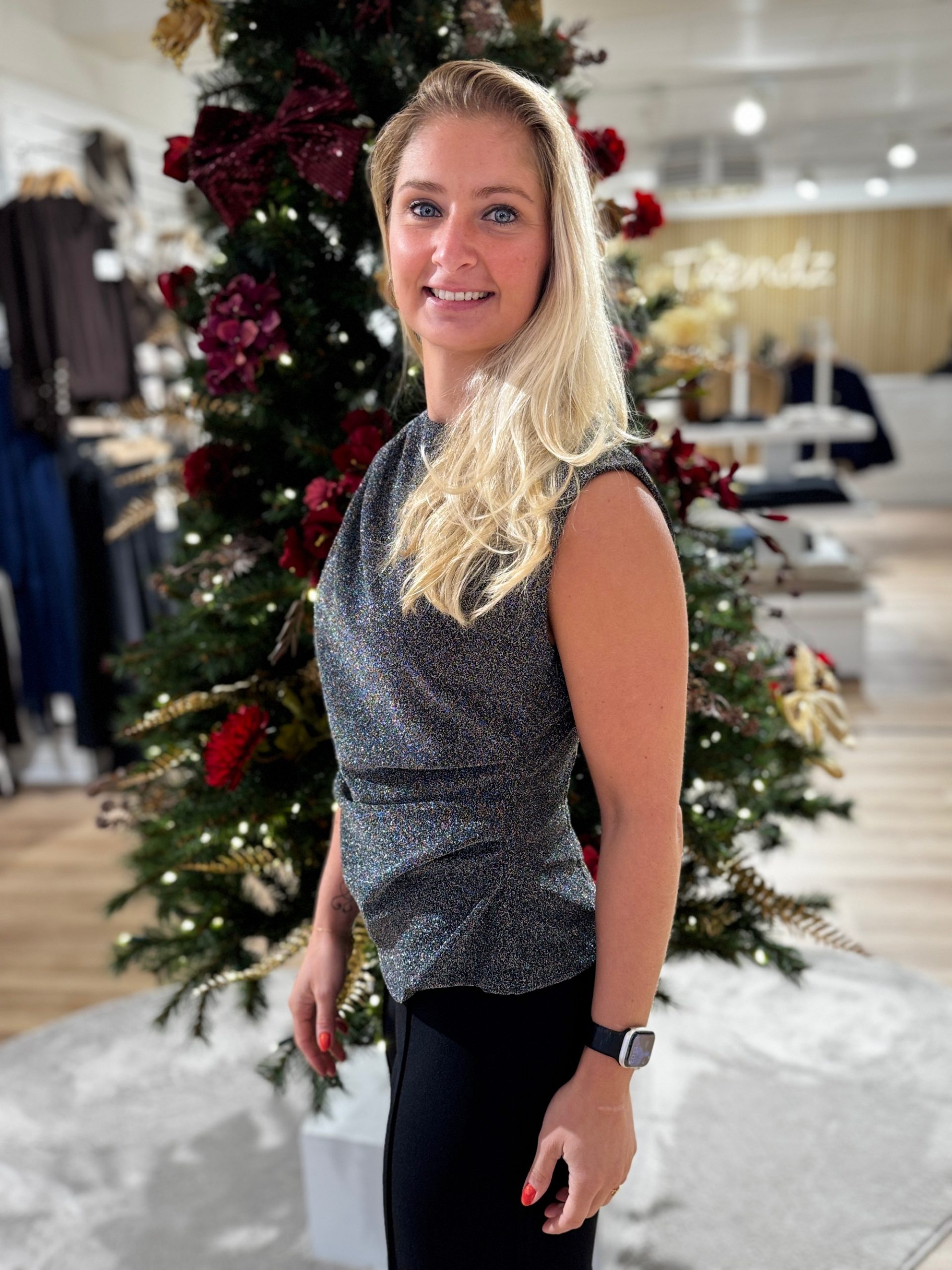 Mouwloze top Jet zilver glitter - Afbeelding 2