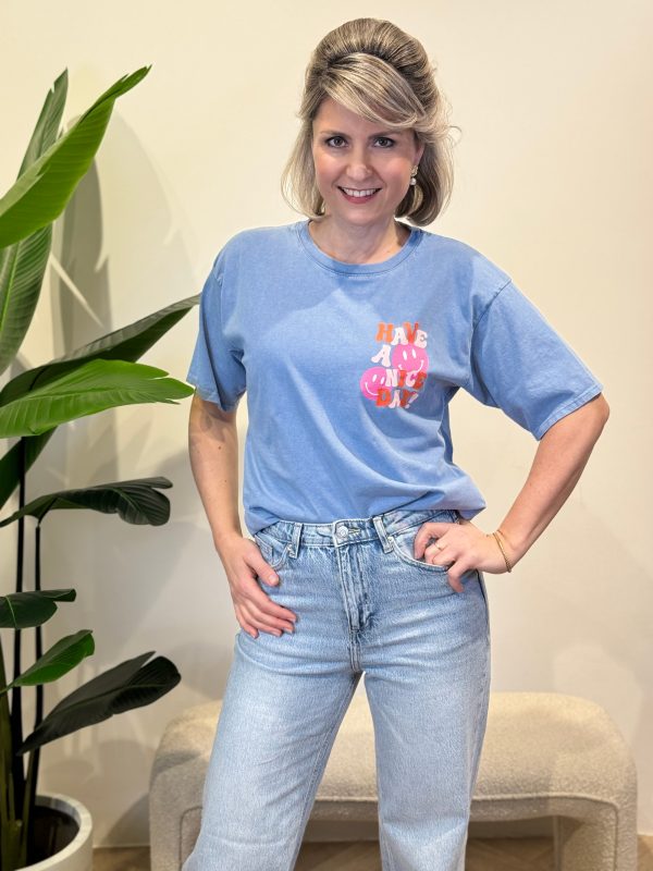 Shirtje Have a nice day jeansblauw