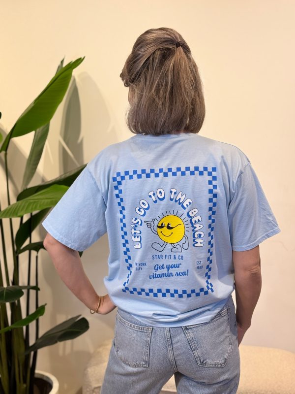 Shirtje Let's go to the beach lichtblauw - Afbeelding 2