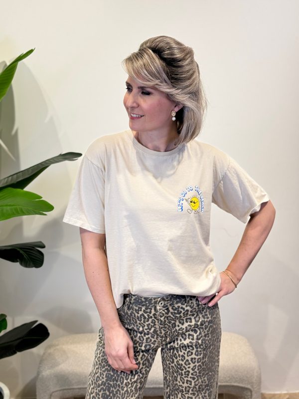 Shirtje Let's go to the beach beige - Afbeelding 4