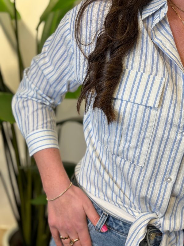 Blouse Nienke off-white/blauw gestreept - Afbeelding 3