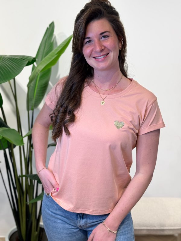 Shirtje Jisca oudroze hart goud - Afbeelding 5