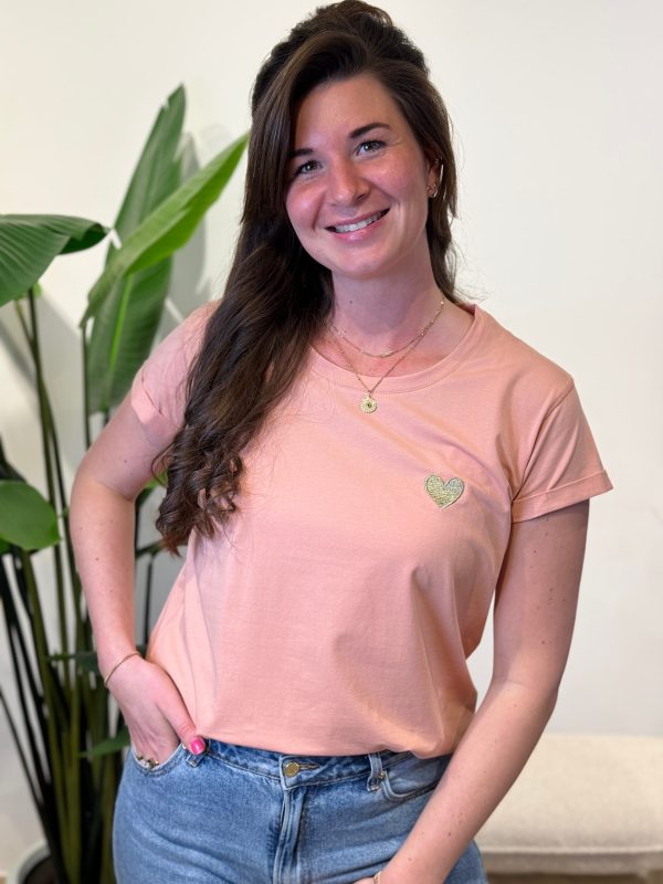 Shirtje Jisca oudroze hart goud