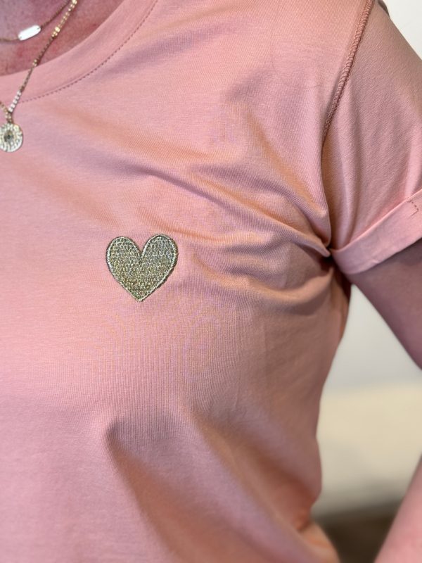 Shirtje Jisca oudroze hart goud - Afbeelding 4