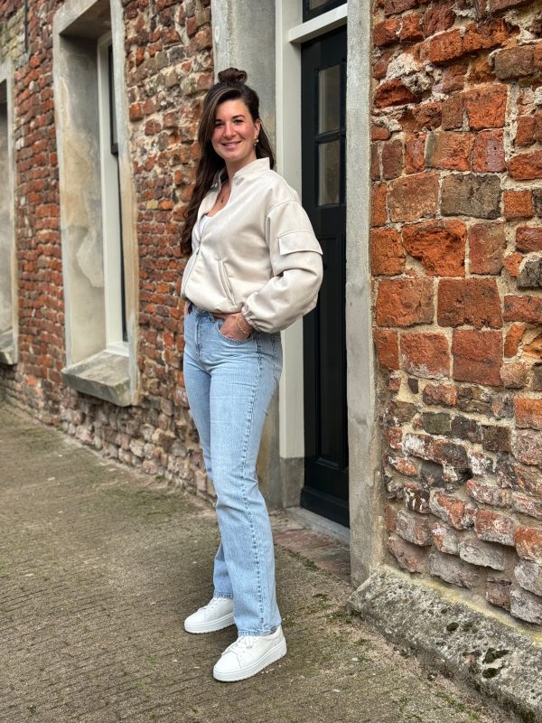 Suède bomberjasje beige - Afbeelding 5
