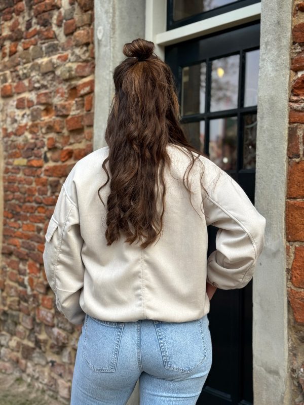 Suède bomberjasje beige - Afbeelding 4