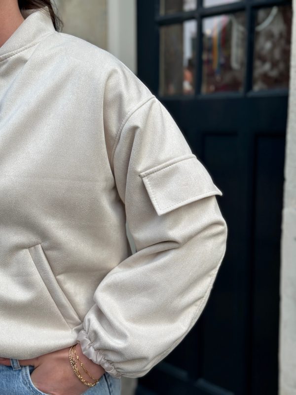 Suède bomberjasje beige - Afbeelding 6