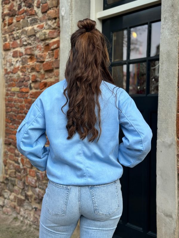 Suède bomberjasje blauw - Afbeelding 4