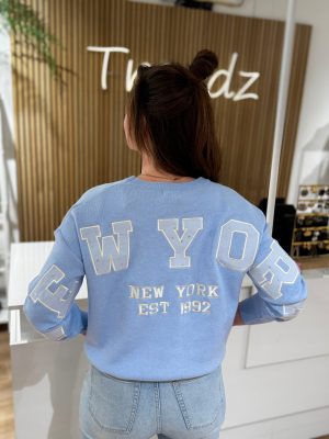 Trui New York blauw (ster op letters)