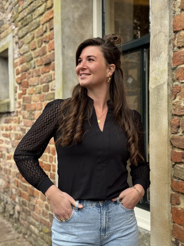 Blouse Mirthe travelstof black - Afbeelding 2