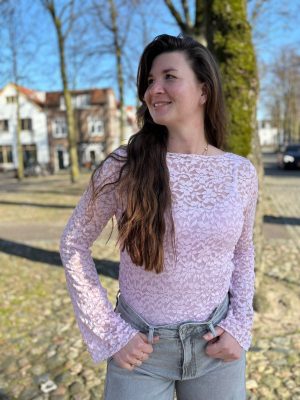 Kanten top Nina roze